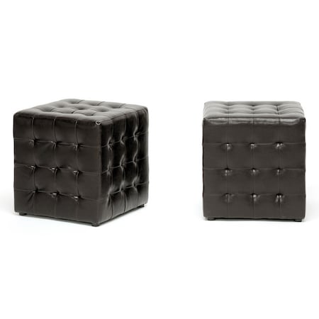 Baxton Studio Siskal Dark Brown Modern Cube Ottoman, PK2 72-4038